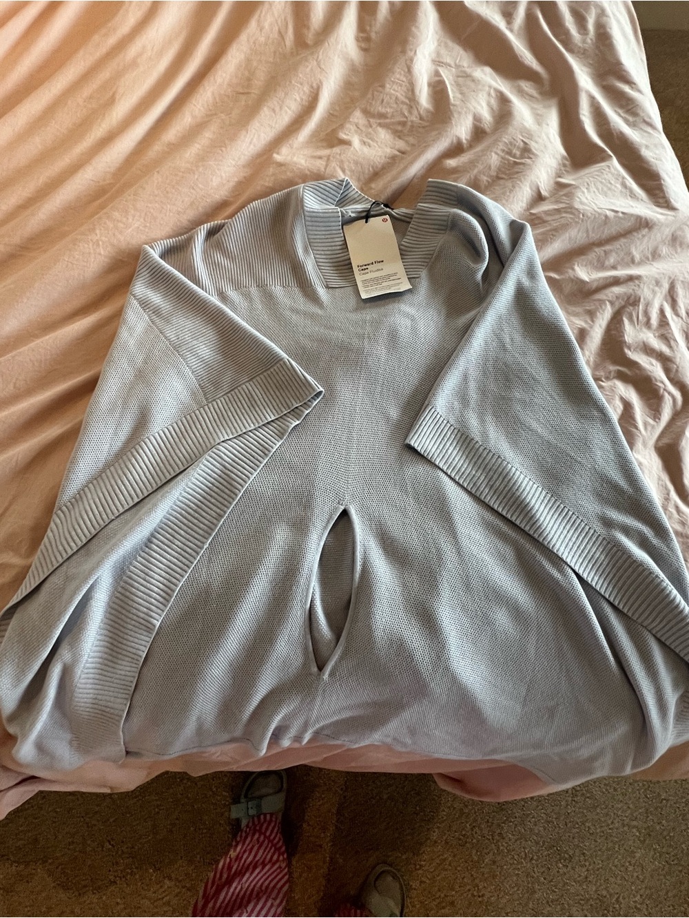 Lulu Light Blue Women's Knit Poncho Sweater